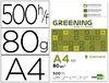 Papel de oficina multifunción Greening A4 de 80 grs.