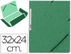 Carpeta de gomas tamaño A4 con tres solapas verde