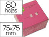 Taco de notas adhesivas rosa neón de 75 x 75 mm.