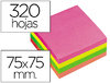 Cubo de notas adhesivas colores fluor de 75 x 75 mm.