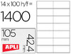 Etiquetas adhesivas Apli 1277 de 105 x 42,4 mm.