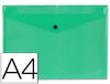Sobre de plástico A4 con cierre de broche en color verde