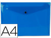 Sobre de plástico A4 con cierre de broche en color azul frosty