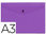Sobre de plástico A3 con cierre de broche en color violeta frosty