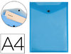 Sobre de plástico A4 vertical con cierre de broche en color azul