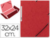 Carpeta de gomas tamaño A4 con tres solapas roja
