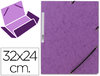 Carpeta de gomas tamaño A4 con tres solapas violeta