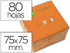 Taco de notas adhesivas naranja neón de 75 x 75 mm.