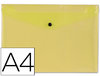 Sobre de plástico A4 con cierre de broche en color amarillo
