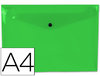 Sobre de plástico A4 con cierre de broche en color verde frosty