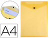 Sobre de plástico A4 vertical con cierre de broche en color amarillo