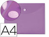 Sobre de polipropileno A4 con cierre de velcro en color violeta