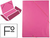 Carpeta de gomas de plástico con tres solapas rosa